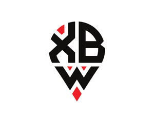 XBW letter location shape logo design. XBW letter location logo simple design.