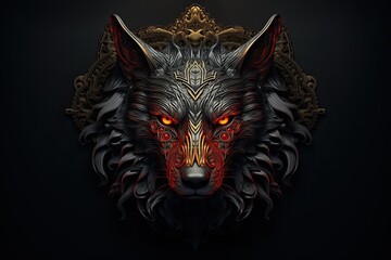 art print of an ornate wolf. fit for apparel, book cover, poster, print.