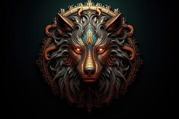 art print of an ornate wolf. fit for apparel, book cover, poster, print.