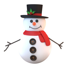Snowman isolated on transparent background.