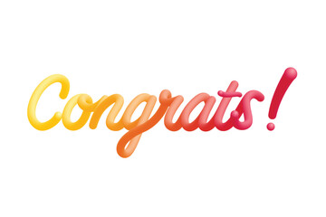 Colorful congratulations writing text, with a 3D balloon effect.