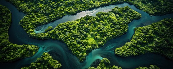 amazon rainforest, aerial view photography, top view photography, Generative AI - obrazy, fototapety, plakaty
