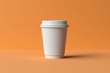 Mockup of a white paper cup on a plain background. Generative AI
