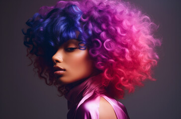 Fototapeta premium Portrait of a young African American woman with a wig