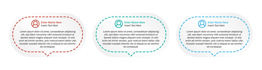 Rounded Testimonial Box Vector Template. Quotes Shape With Dotted Line.