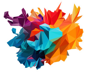 Flat multi colorful polygon design modelling for art object, vector icons