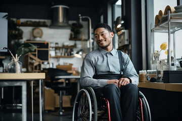 a friendly discussion in office room, Empowering Diversity: Celebrating Workplace Inclusion with Candid Images of Employees on International Day of Persons with Disabilities. - obrazy, fototapety, plakaty