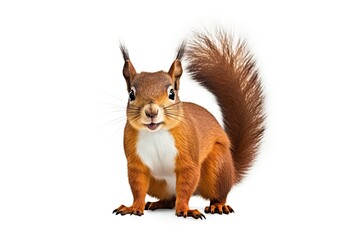 squirrel standing isolated on white background - obrazy, fototapety, plakaty