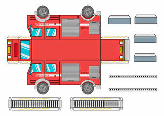 Fire-engine-firefighting-emergency-vehicle-or-red-firetruck-Truck-3D-PRINTABLE-Heavy-vehicles,-Paper-Craft,-Ready-to-print