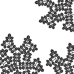 木の葉と枝のシルエットイラスト