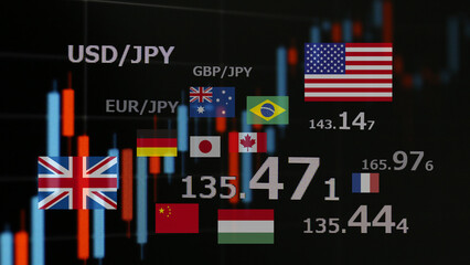 金融コンセプト　株価・為替レートの変動