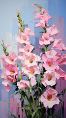 Oil painting flowers on canvas. Colorful floral background.