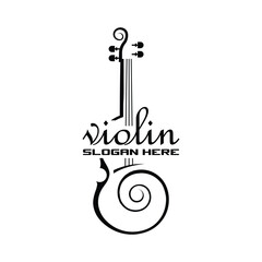 Violin viola fiddle cello instrument black logo design
