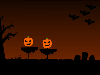 Vector background Halloween Night with Pumpkins for banners, cards, flyers, social media wallpapers, etc.