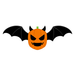 Combination of Halloween pumpkins and bats. Vector illustration with white background.