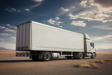 Large truck trailer on a plain background. Generative AI