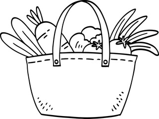 hand drawn shopping bag illustration.