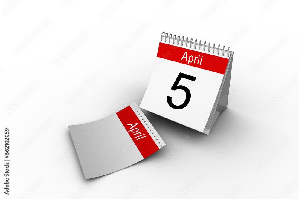 Aufkleber digital png illustration of calendar with april 5 text and empty card on transparent background