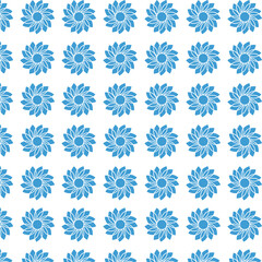 Digital png illustration of blue flowers repeated on transparent background