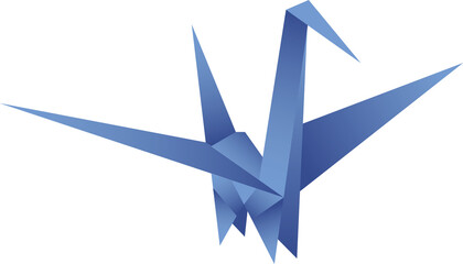 Digital png illustration of blue origami bird on transparent background