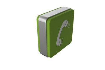 Digital png illustration of green cube with phone on transparent background