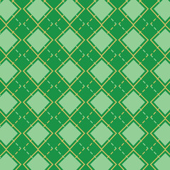 Digital png illustration of green and yellow pattern of repeated shapes on transparent background