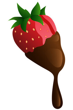 Naklejki Digital png illustration of strawberry with chocolate on transparent background