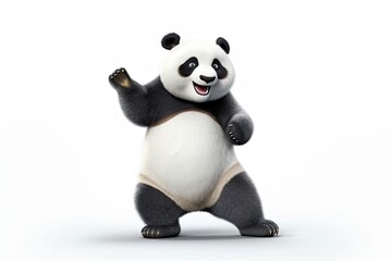 Fototapety  a black and white panda dancing isolated on white background