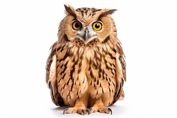 an owl is sitting isolated on white background