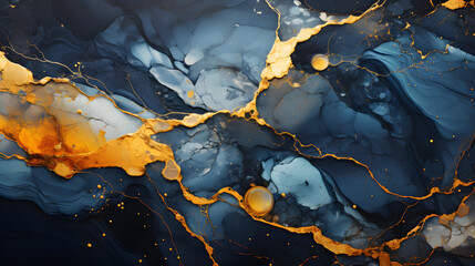 Marble granite navy blue with gold texture.Marbling Background. Liquid Swirls in Beautiful Purple and Black colors, with Gold Powder.