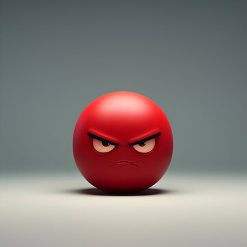 3d anger face cartoon character, Angry face smiley, Icon for Angry face, 3d anger expression