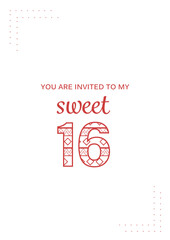 Fototapeta premium Digital png illustration of you are invited to my sweet 16 text on transparent background