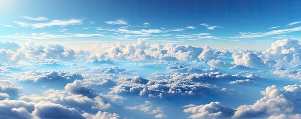 amazing beautiful of blue sky with clouds from above, copy space, Generative AI