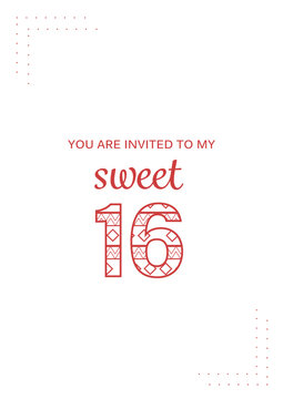 Digital png illustration of you are invited to my sweet 16 text on transparent background