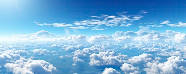 amazing beautiful of blue sky with clouds from above, copy space, Generative AI