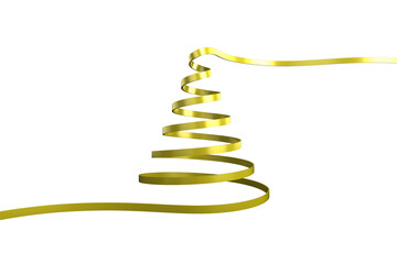 Digital png illustration of long gold ribbon in christmas tree shape on transparent background