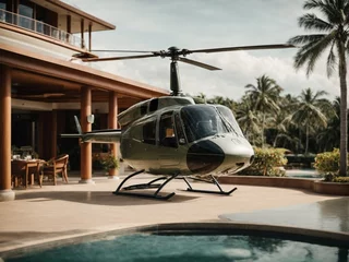 Selbstklebende Fototapeten Helicopter in a resort © Meeza