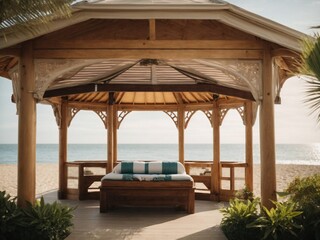 A seaside gazebo set up for relaxation massages