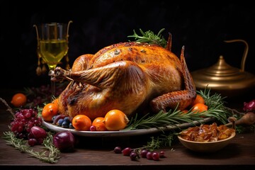 Fototapeta na wymiar thanksgiving day cooked delicious turkey, Generative AI