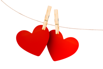 Digital png illustration of red hearts with copy space on transparent background