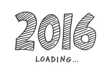 Digital png illustration of 2016 loading text on transparent background