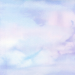 Watercolor Background Light Blue and Purple Sky Hand Painted - 662106875