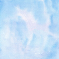 Watercolor Background Blue and Pink Sky Textured Hand Painted - 662106876