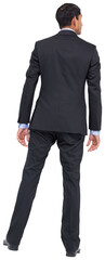 Digital png photo of rear view of biracial businessman on transparent background