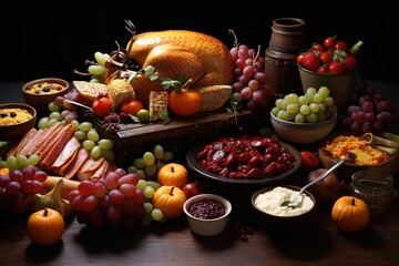 Obraz na płótnie Canvas thanksgiving foods and snacks, Thanksgiving celebration, Festival, Generative Ai