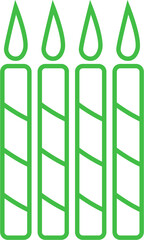 Digital png illustration of green candles on transparent background