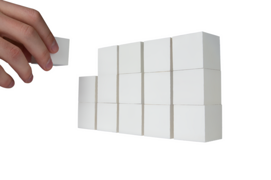 Digital png illustration of hand holding white cube on transparent background - Powered by Adobe