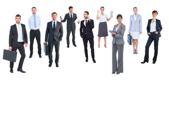 Digital png photo of diverse business people on transparent background