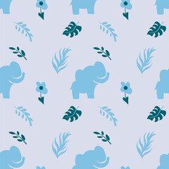 Cute Animal themed Seamless Pattern Vector Illustration