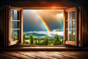 window with rainbow